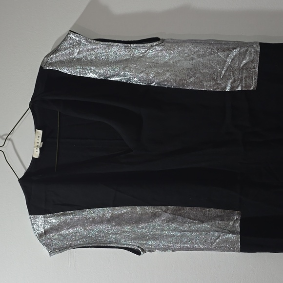 Sandro Romance Black Dress Shift Silver Metallic Sleeveless Mini - Picture 4 of 10